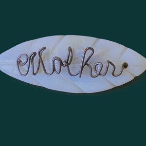 Vintage Artisan-Made Carved "Mother" of Pearl Brooch Copper Wire EUC